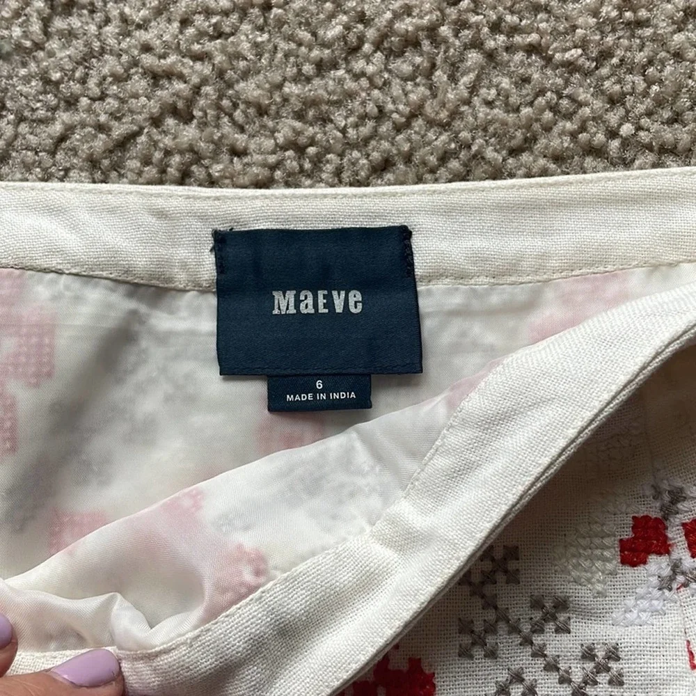 Maeve Anthropologie Blooma Cross Stitch skirt size  6 Pom - Picture 4 of 4